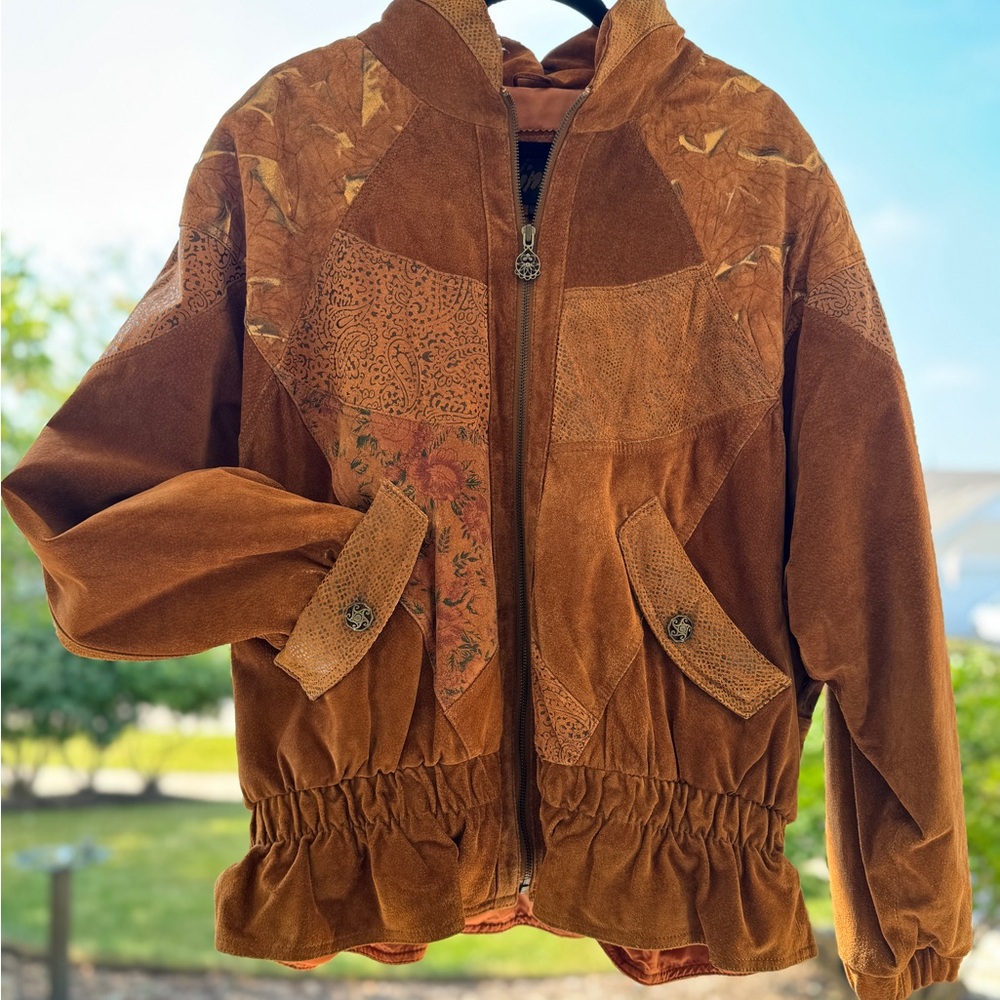 Vintage Winlit Statement Leather Patchwork Bomber - image 1